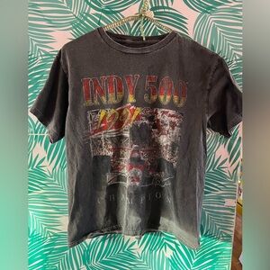 Vintage Indy 500 Champion 1991 kids shirt Rick Mears faded graphic sz L